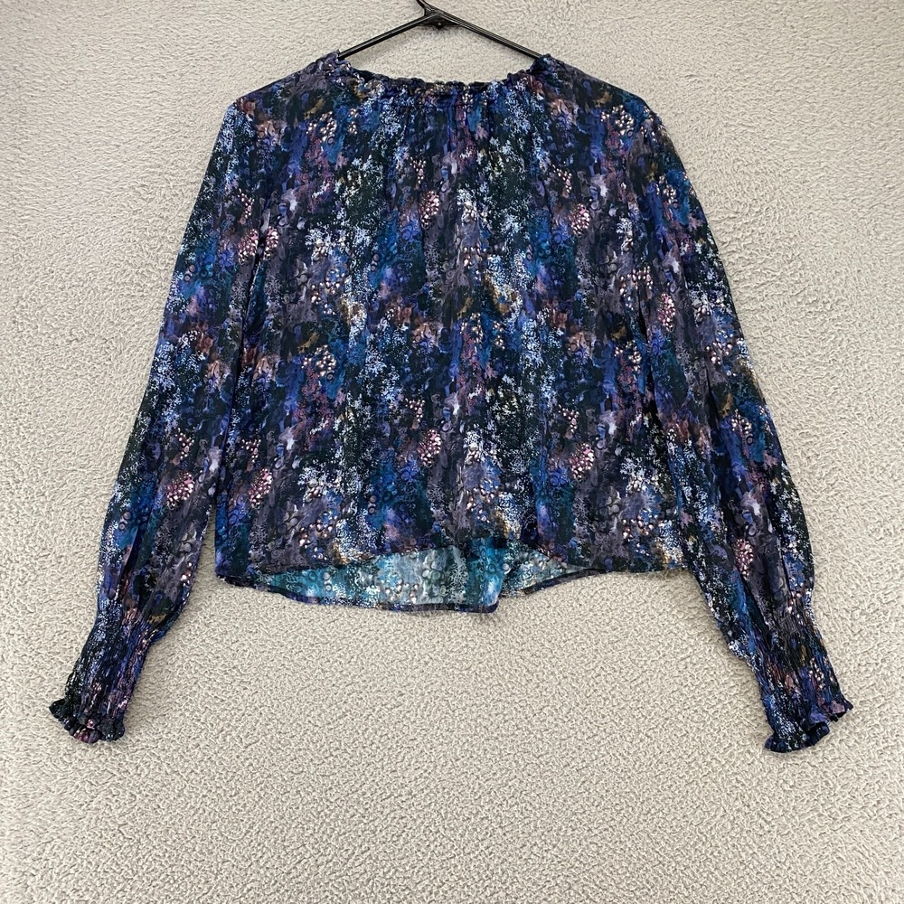 Cloth &‎ Stone Top Womens XS Anthropologie Blouse Smocked Neckline Work Career